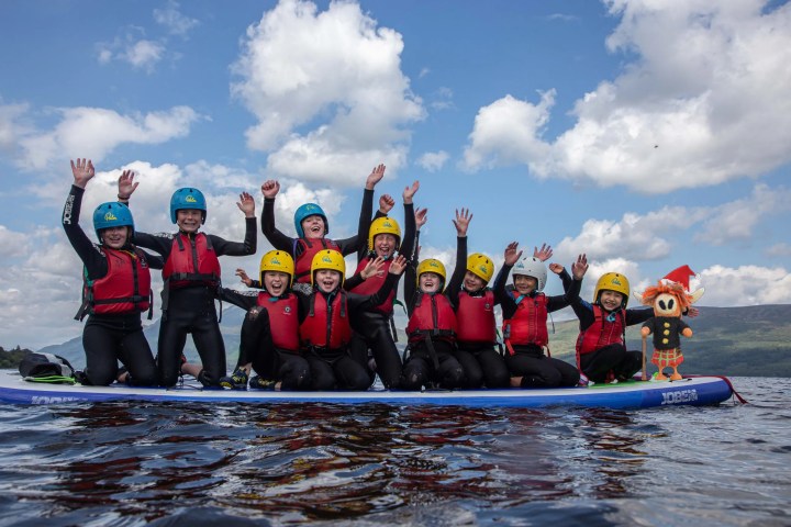 a group of people on a boat