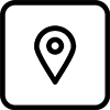 A location pin icon inside a rounded square border.